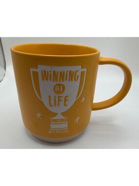 Hallmark Shoebox Coffee Mug "Winning At Life" Yellow/White Coffee Mug